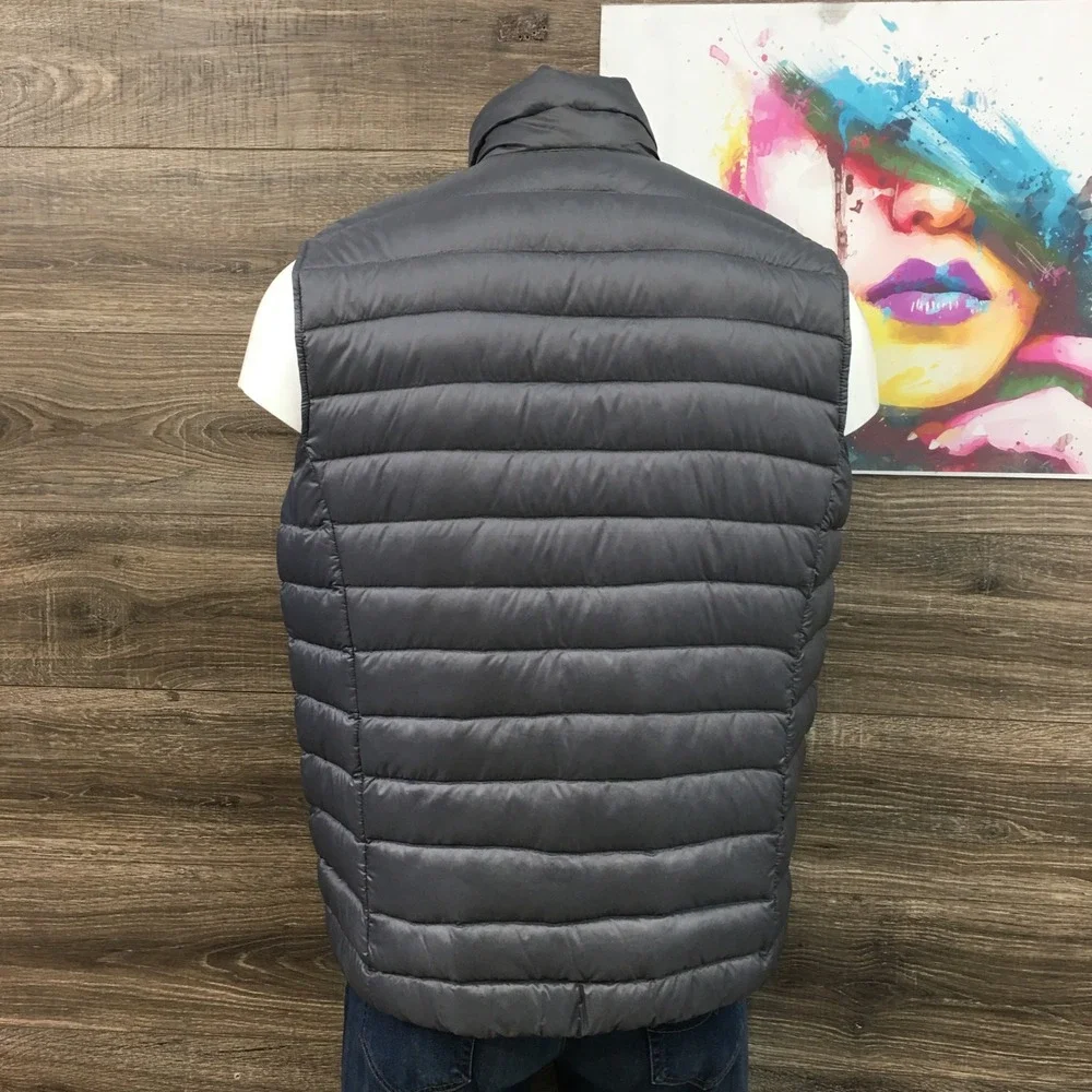 REI Co-op Mens Down Puffer Vest Gray‎ XL Full Zip Quilted 17476-F14